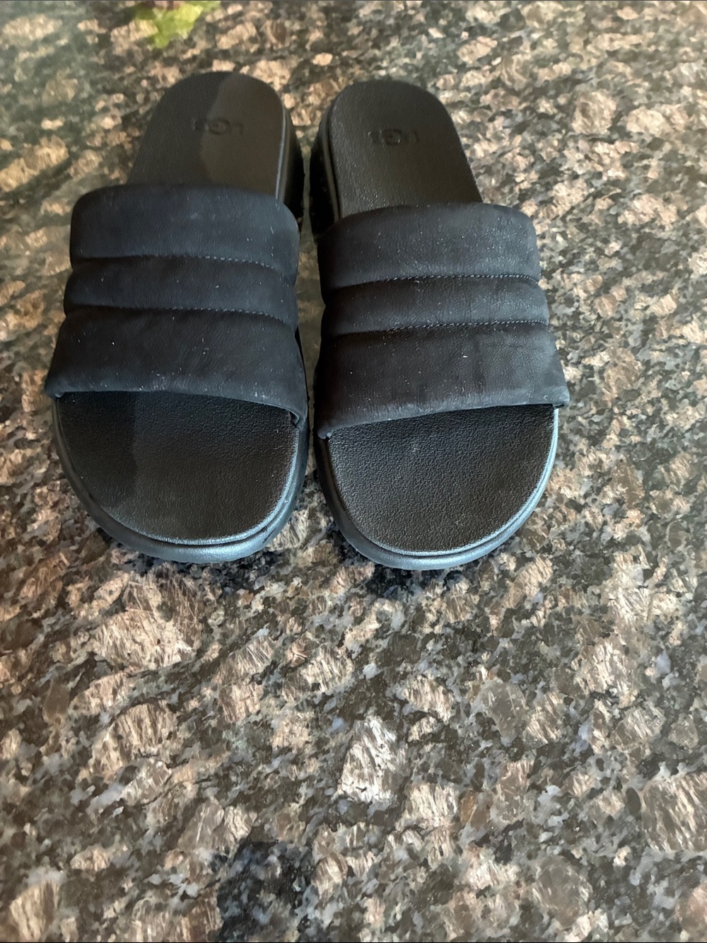 UGG Black Quilted Slide Sandals